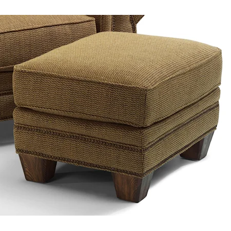 Ottoman with Tapered Wood Feet